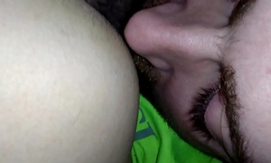 Licking her clit, sniffing her asshole.